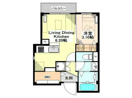 クリスタル ビルディング(1LDK/4階)の間取り写真