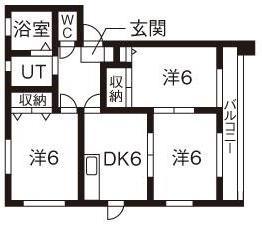 リジエール B棟(3DK/2階)の間取り写真