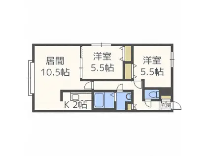 レタドール8ー4(2LDK/2階)の間取り写真