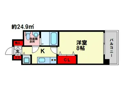 ピュアドームグランド大橋(1K/7階)の間取り写真