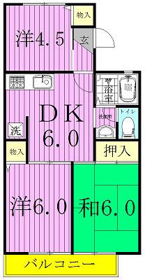 ロイヤルタウン泉C棟(3DK/1階)の間取り写真