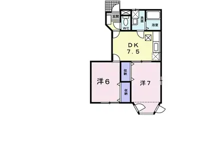 パルテール(2DK/1階)の間取り写真