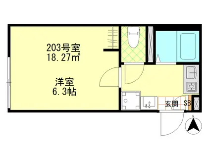 ルミナス千住大橋(1K/2階)の間取り写真