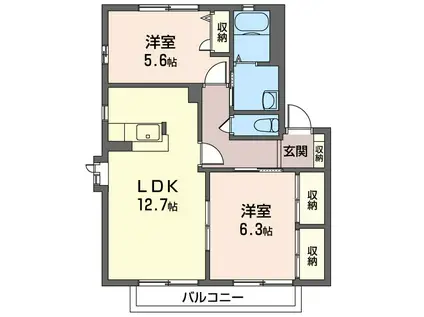 シャーメゾンあいA(2LDK/2階)の間取り写真