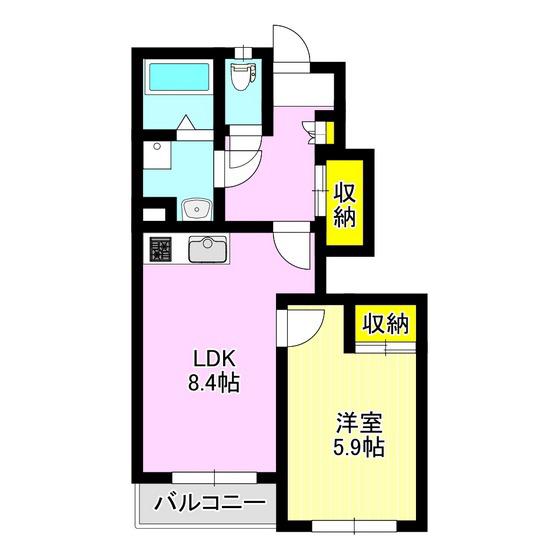 スプリームYII(1DK/1階)の間取り写真