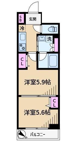 ステラテラス(2K/3階)の間取り写真