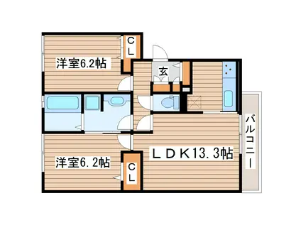 RE・EARTHの杜 やま(2LDK/1階)の間取り写真