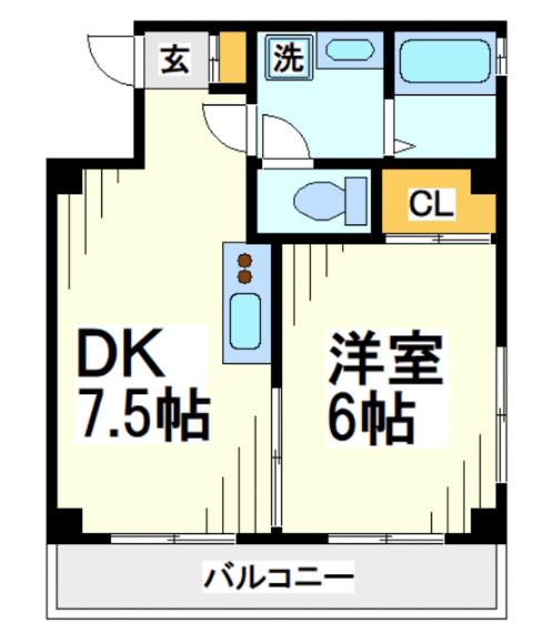 ドエル三鷹(1DK/4階)の間取り写真
