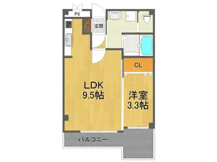 エメラルドオーシャン西宮(1LDK/4階)の間取り写真