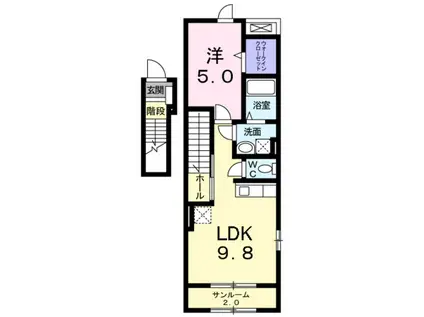ラブリーグレイス(1LDK/2階)の間取り写真