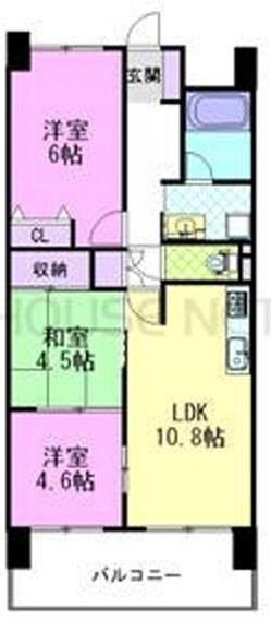 元今泉レジデンス(3LDK/10階)の間取り写真