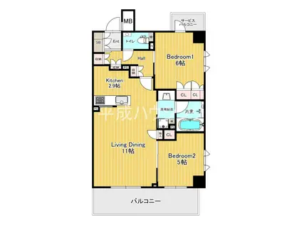 リビオ四谷(2LDK/5階)の間取り写真