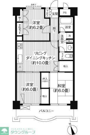 フジマンション第2(3LDK/7階)の間取り写真