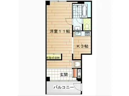 はっぴぃ・かむ/3F(ワンルーム/3階)の間取り写真