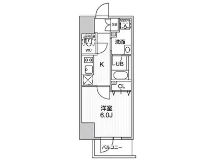 THE PALMS与野(1K/6階)の間取り写真