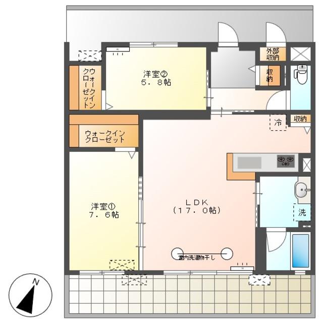 パルクエンテ(2LDK/1階)の間取り写真