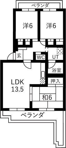 エステート中山(3LDK/2階)の間取り写真
