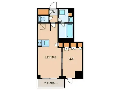 クレストコート旗の台(1LDK/3階)の間取り写真