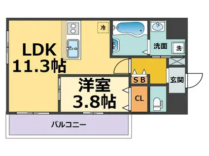 ハイズコート武庫川(1LDK/6階)の間取り写真
