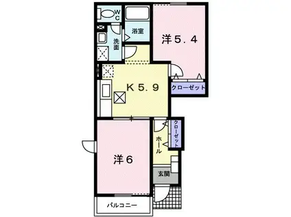 ボヌールタカナオ(2K/1階)の間取り写真