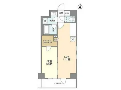 L・BASE押上サウス(1LDK/6階)の間取り写真