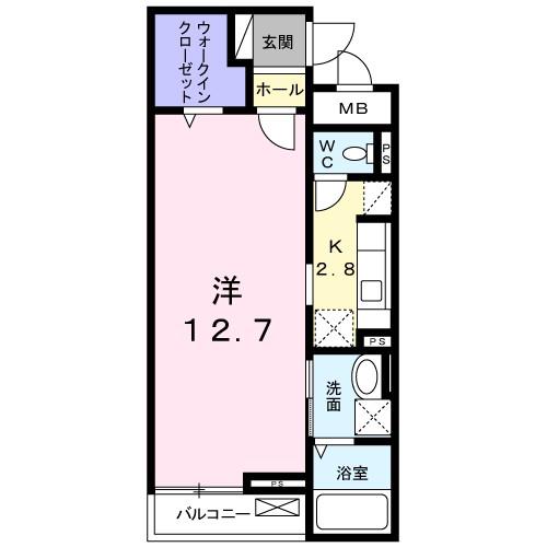 プレッソII(1K/1階)の間取り写真