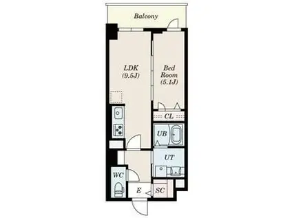 フレンシア西宮北口(1LDK/2階)の間取り写真
