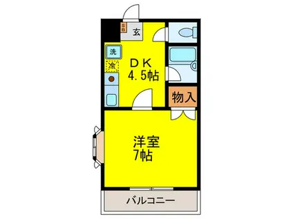 地下鉄御堂筋線 西田辺駅 徒歩6分 5階建 築29年(1DK/3階)の間取り写真
