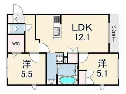セルラス・ヘーベル(2LDK/1階)の間取り写真