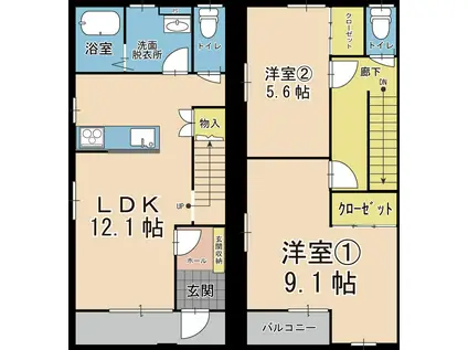 すまいる46番館(2LDK/1階)の間取り写真