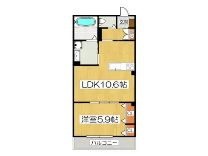 LA TORRANCE II(1LDK/2階)の間取り写真