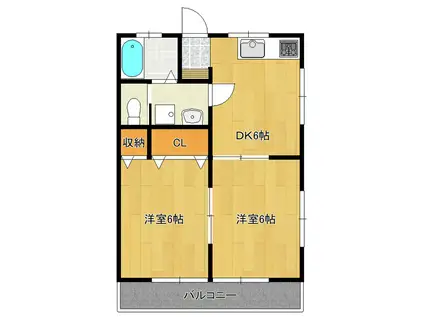 セントリッチ笠原A(2DK/1階)の間取り写真