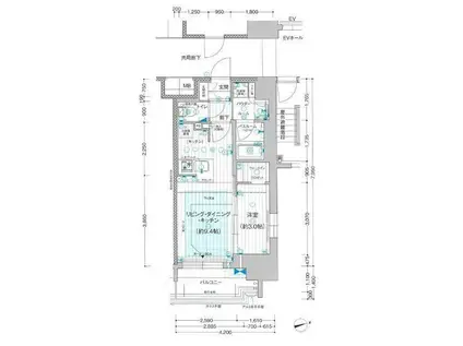 プレサンス レイズ 千種今池(1LDK/4階)の間取り写真