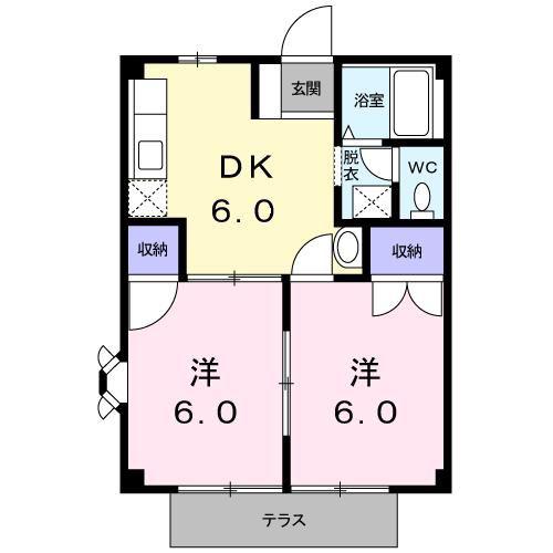 ラポール平山(2DK/1階)の間取り写真