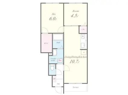 リヴィエール・スリジェ(2LDK/1階)の間取り写真