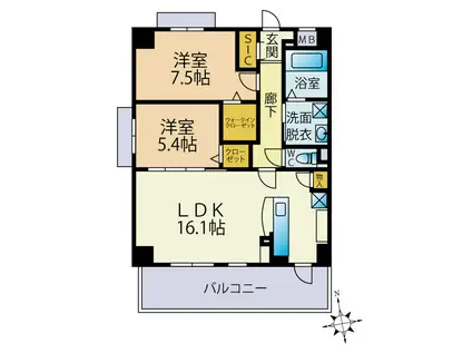 NOHMA (2LDK/7階)の間取り写真