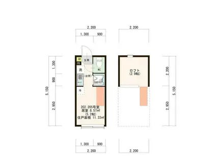 ハーモニーテラス小岩イーストII(ワンルーム/2階)の間取り写真