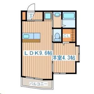 サンシャイン(1LDK/2階)の間取り写真