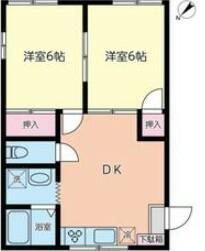 ロイヤルコーポ中原(2DK/1階)の間取り写真