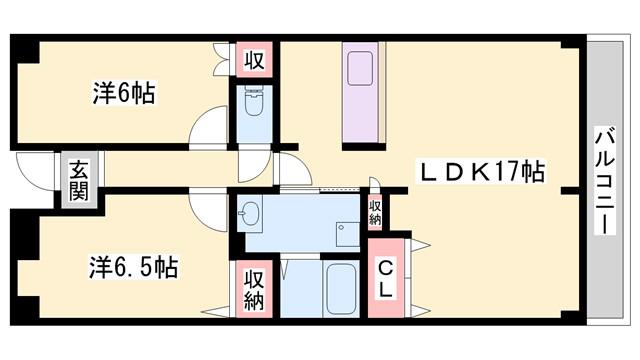 ギャラクシーホーヨー(2LDK/6階)の間取り写真