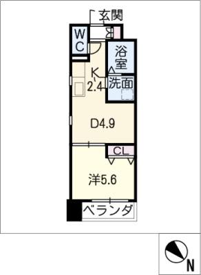 プラージュ大曽根(1LDK/1階)の間取り写真