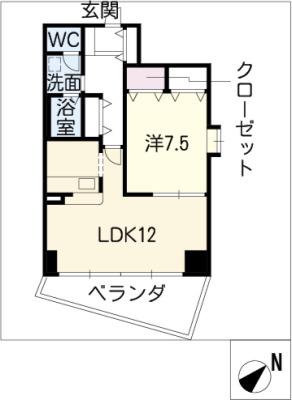 エムズハウス(1LDK/7階)の間取り写真