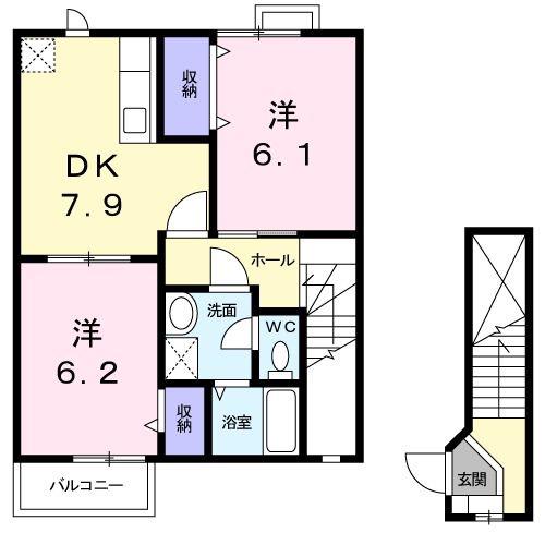 レジデンス藤(2DK/2階)の間取り写真