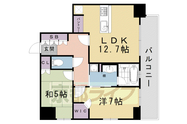 メロディハイム西大路デュオ ブラン(2LDK/8階)の間取り写真