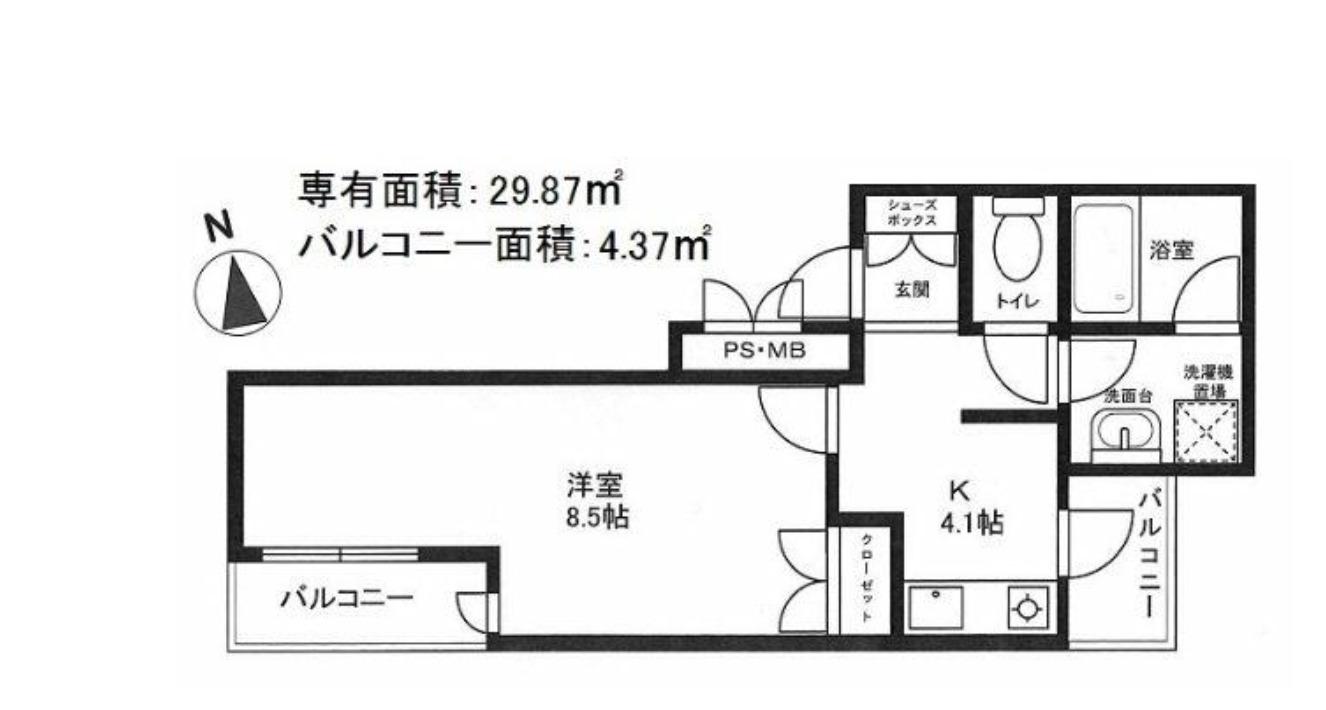 セレーノS2(1K/2階)の間取り写真