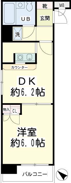 NICEアーバン横濱駅東館(1DK/5階)の間取り写真
