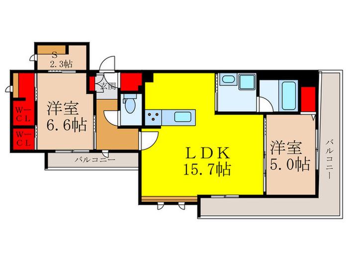 サンビレッジ大和(2SLDK/2階)の間取り写真