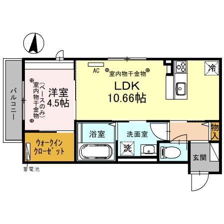 OTTS桂(1LDK/1階)の間取り写真