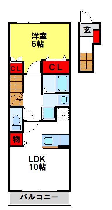 コルニオロ(1LDK/2階)の間取り写真