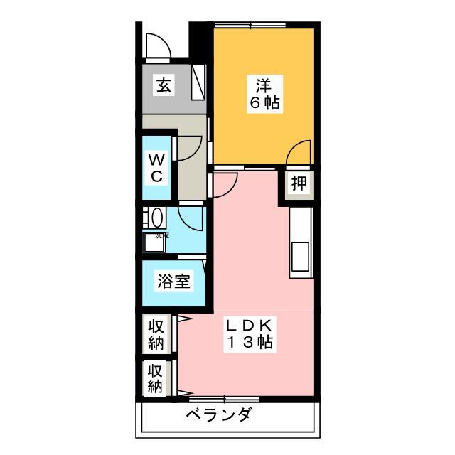 タキオンB(1LDK/2階)の間取り写真